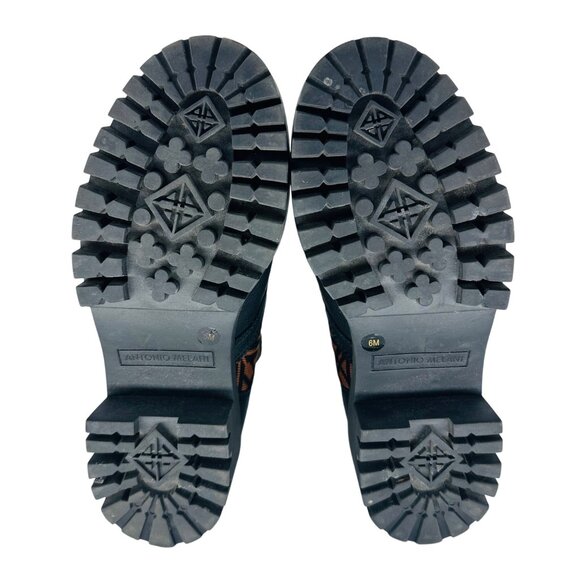 Antonio Melani Womens Black Brown Dempsey Leather Fabric Lace Up Combat Boots 6M - Picture 9 of 11